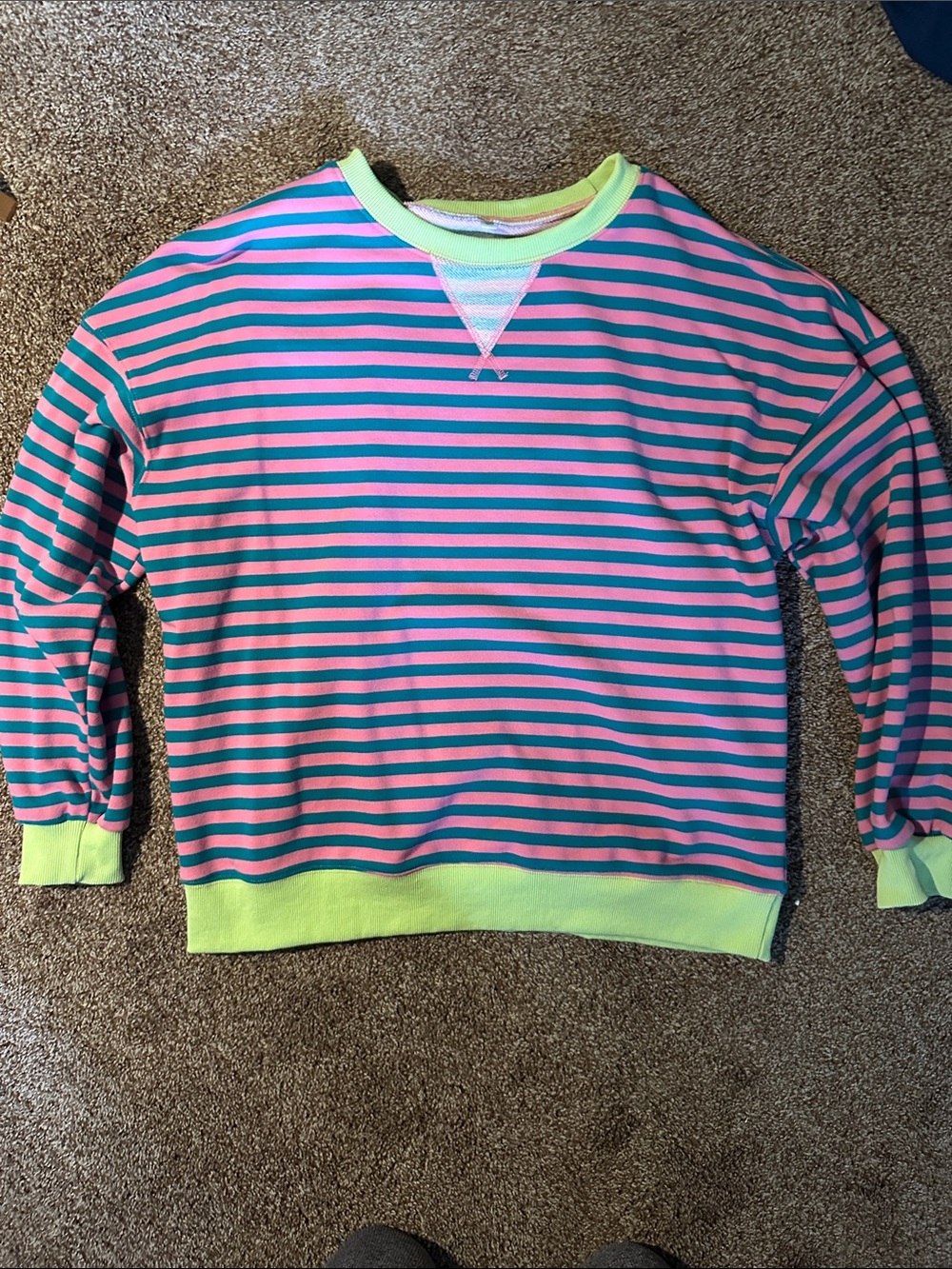 Women’s Striped Oversized Sweatshirts, Lightweight - L